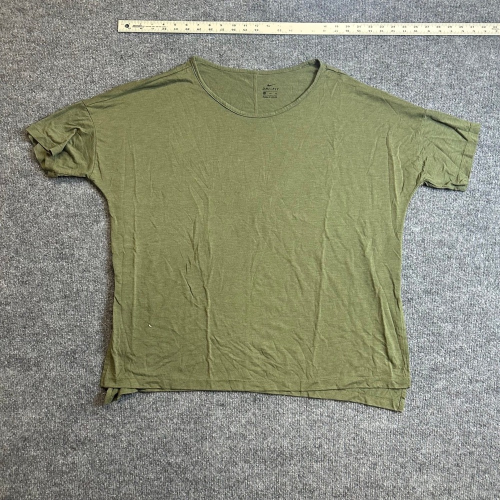 Nike Top Womens Size XXL Olive Green Viscose Blend Relaxed Fit Dri-Fit Heathered